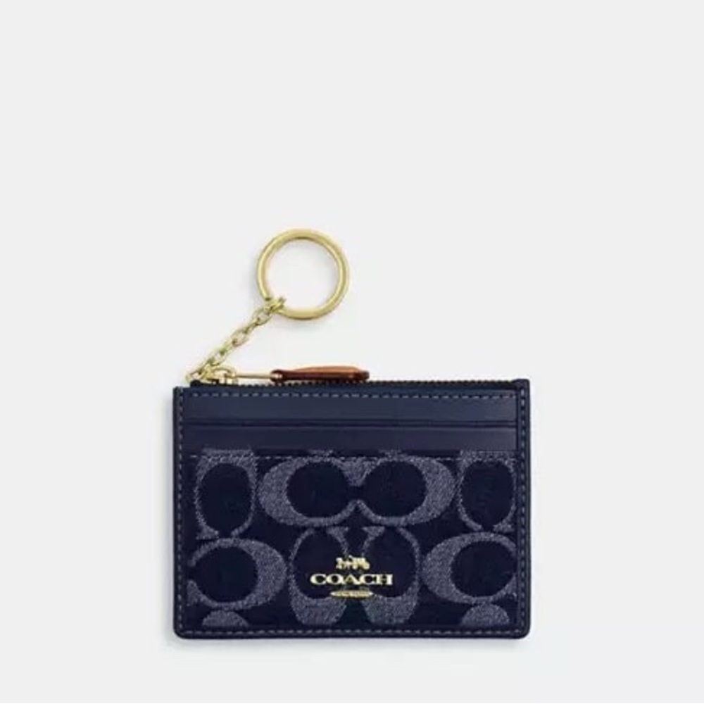 Coach Mini Skinny Id Case In Signature Denim